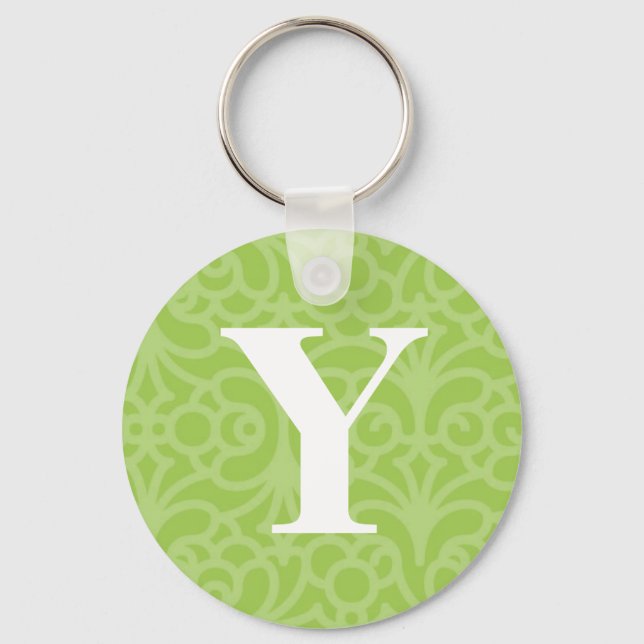 Ornate Floral Monogram - Letter Y Key Ring (Front)