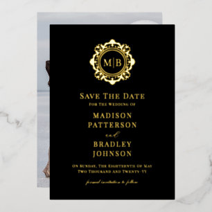 Ornate Floral Monogram Photo Wedding Save The Date
