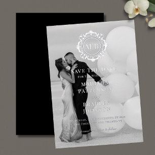 Ornate Floral Monogram Photo Wedding Save The Date