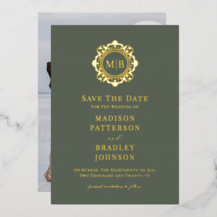 Ornate Floral Monogram Photo Wedding Save The Date