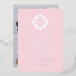 Ornate Floral Monogram Photo Wedding Save The Date