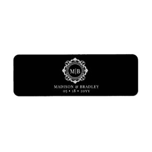 Ornate Floral Monogram Wedding Cigar Band Label Return Address Label