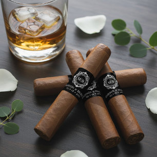 Ornate Floral Monogram Wedding Cigar Band Label Return Address Label