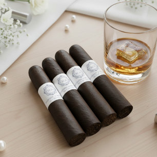 Ornate Floral Monogram Wedding Cigar Band Label Return Address Label