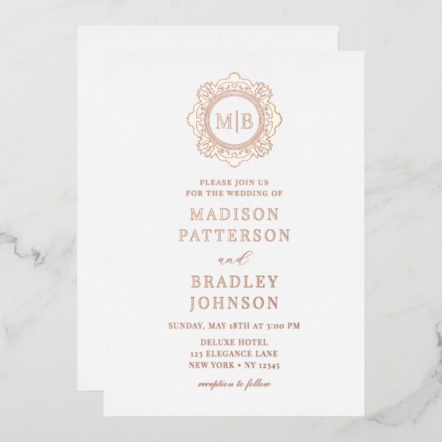 Ornate Floral Monogram Wedding Elegant (Front/Back)