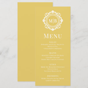 Ornate Floral Monogram Wedding Elegant Gold  Menu