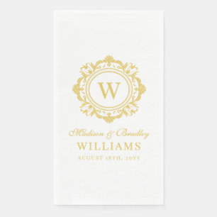 Ornate Floral Monogram Wedding Elegant Gold Napkin