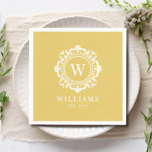 Ornate Floral Monogram Wedding Elegant Gold Napkin