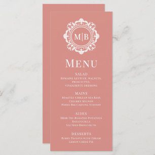 Ornate Floral Monogram Wedding Elegant Rose Gold Menu