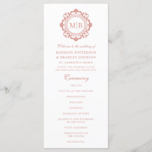 Ornate Floral Monogram Wedding Elegant Rose Gold Program