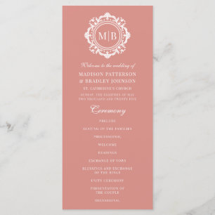 Ornate Floral Monogram Wedding Elegant Rose Gold Program
