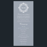 Ornate Floral Monogram Wedding Elegant Silver Program<br><div class="desc">Ornate Floral Monogram Wedding Custom Elegant Silver White Wedding Program features your personalised monogram initials in elegant script typography surrounded by an ornamental floral frame adding style and elegance to your wedding ceremony. Perfect for but not limited to formal, evening, traditional, classic weddings, celebrations, anniversaries, birthdays and more. Created by...</div>
