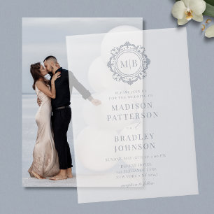 Ornate Floral Monogram Wedding Elegant Vellum Invi Invitations