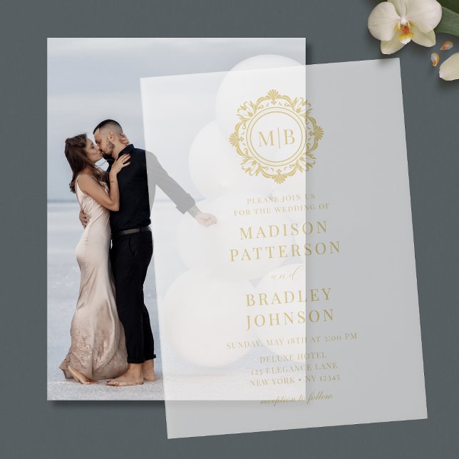 Ornate Floral Monogram Wedding Elegant Vellum Invitations (Creator Uploaded)
