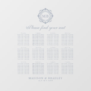 Ornate Floral Monogram Wedding Seating Chart