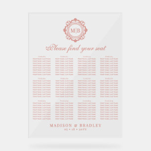 Ornate Floral Monogram Wedding Seating Chart