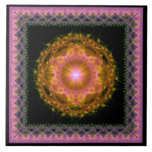 Ornate floral pattern ceramic tile