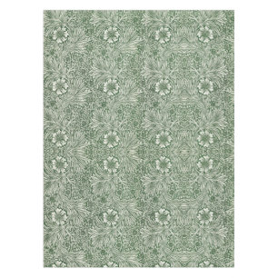 Ornate floral pattern of white flowers & leaves tablecloth