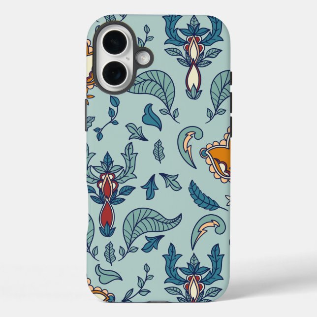 Ornate floral pattern on a pale blue background Case-Mate iPhone case (Back)