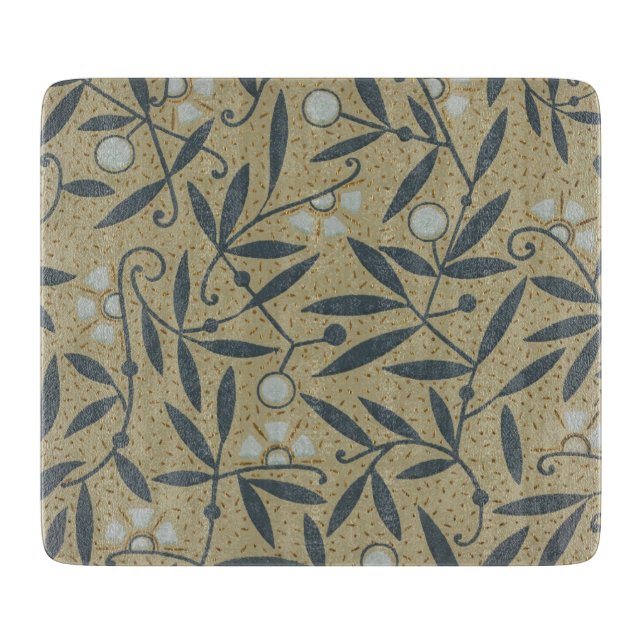 Ornate floral pattern with dark blue vines  cutting board (Front)