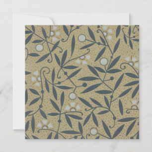 Ornate floral pattern with dark blue vines  thank you card