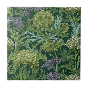 Ornate floral pattern with large gold flowers  ceramic tile