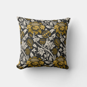 Ornate floral pattern with large gold flowers  cushion