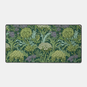 Ornate floral pattern with large gold flowers  desk mat