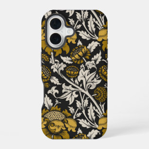 Ornate floral pattern with large gold flowers iPhone 16 case