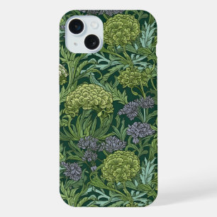 Ornate floral pattern with large gold flowers iPhone 15 plus case