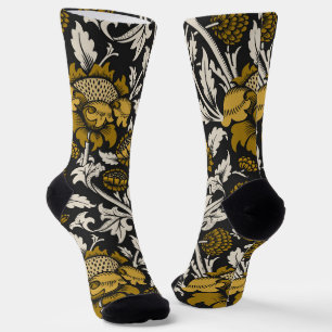 Ornate floral pattern with large gold flowers  socks