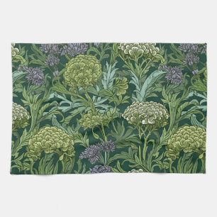 Ornate floral pattern with large gold flowers tea towel