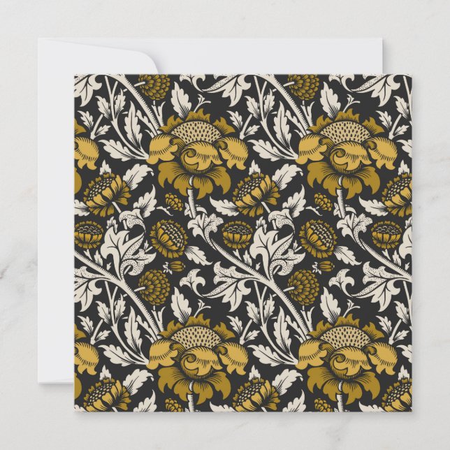 Ornate floral pattern with large gold flowers  thank you card (Front)