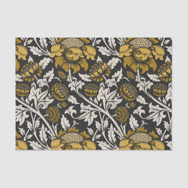 Ornate floral pattern with large gold flowers  tissue paper (Front)