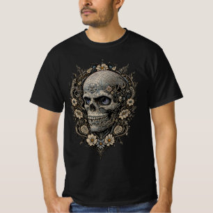 Ornate Floral Skull Victorian Gothic Art Nouveau  T-Shirt
