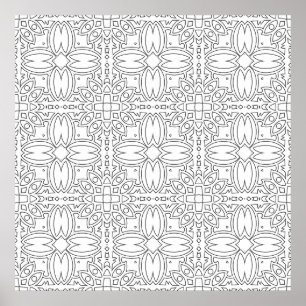 Ornate Floral Tile Symmetry Pattern Art Design Poster