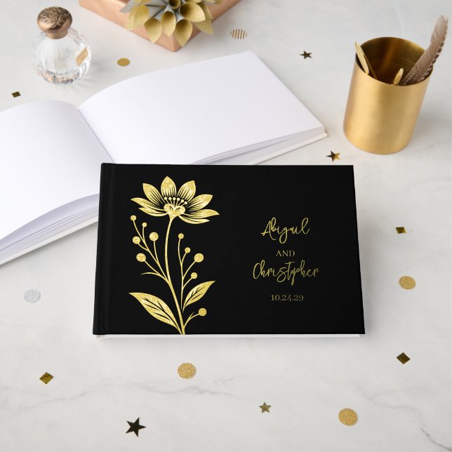 Ornate Floral Wedding Guest Book (Front Open)