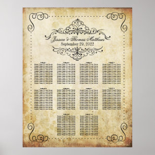 Ornate Flourish Vintage Wedding Seating Chart