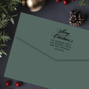 Ornate Flourished Merry Christmas Address Self-inking Stamp