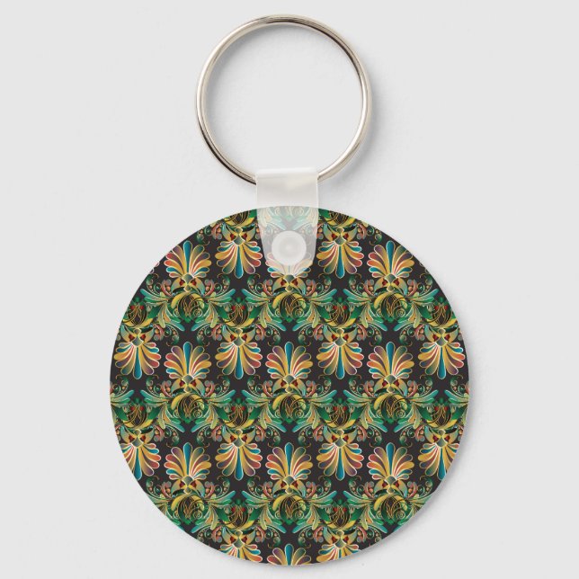 Ornate Flower Luxury Wallpaper Key Ring (Front)