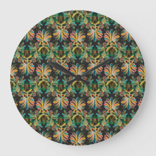 Ornate Flower Luxury Wallpaper Large Clock