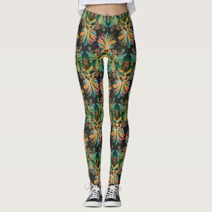 Ornate Flower Luxury Wallpaper Leggings