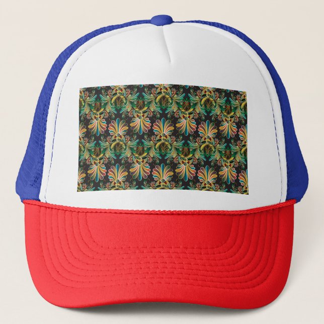 Ornate Flower Luxury Wallpaper Trucker Hat (Front)