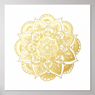 Ornate Flower Mandala Gold Foil Art Print