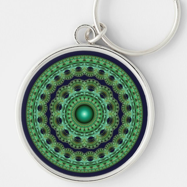 Ornate fractal mandala keychain (Front)