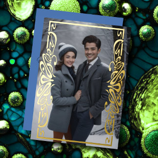Ornate Frame and Your Photo Foil Holiday Card