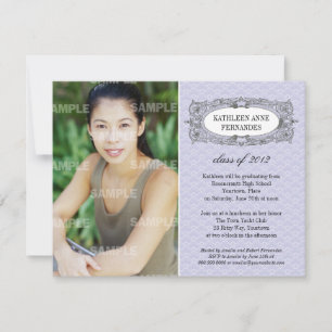 Ornate Frame Lilac Graduation Invitation