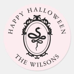 Ornate Frame Snake Halloween Round Stickers