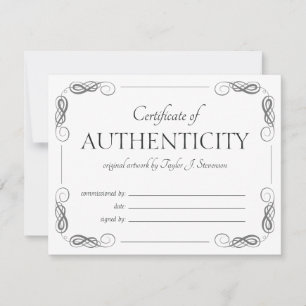 Ornate Frame Vintage Certificate of Authenticity