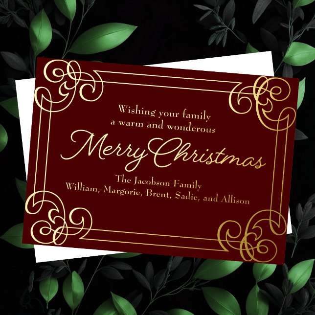 Ornate Framed Christmas Sentiment Foil Holiday Card (Creator Uploaded)